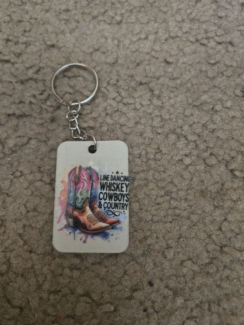 Handmade country western keychain – Line Dancing • Whiskey • Cowboys Charm Key12 - Picture 2 of 3